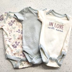 💜2 for $12Kyle & Deena NY Naturally In Love 3 baby blue pastel purple onsies